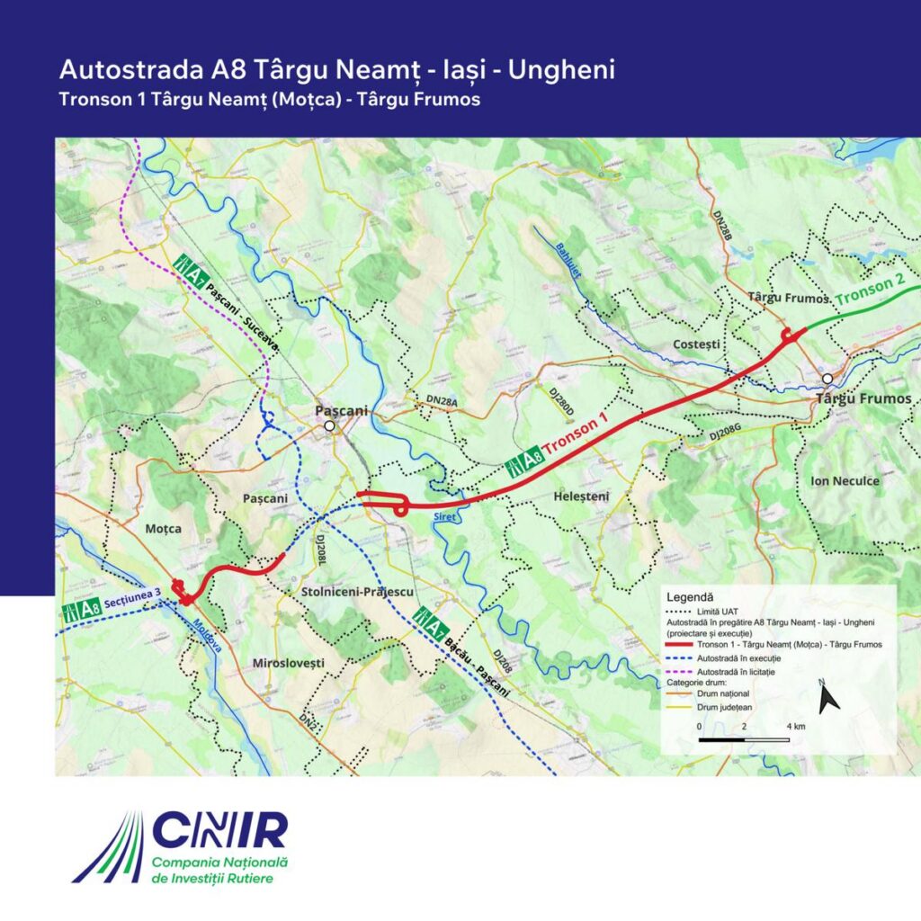 A8 primește prima finanțare prin programul SAFE. Contract de 4,87 miliarde de lei pentru tronsonul Moțca-Târgu Frumos
