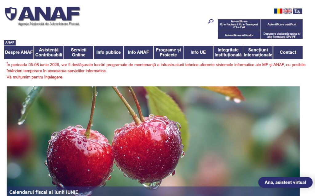 ANAF anunță posibile întârzieri la serviciile online. Mentenanța sistemelor are loc între 5 și 8 iunie